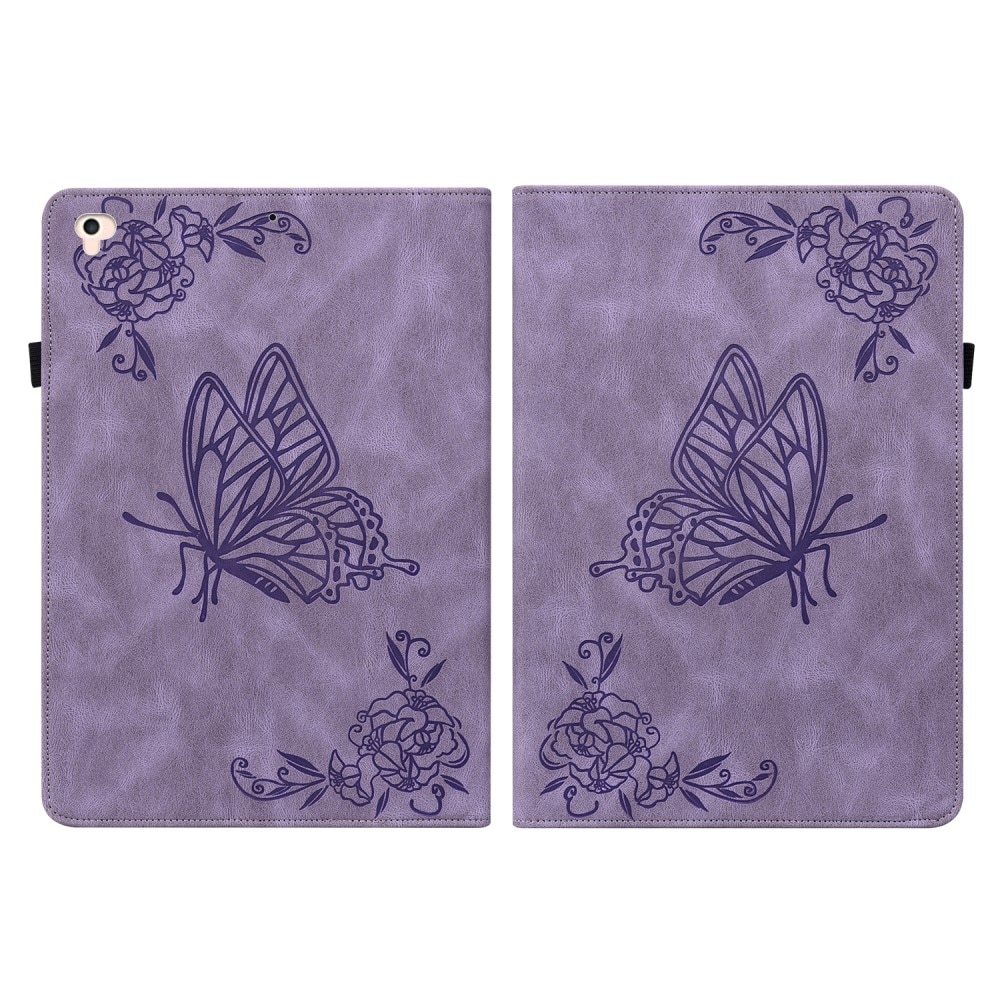 Étui en cuir avec papillons iPad 9.7 5th Gen (2017), violet