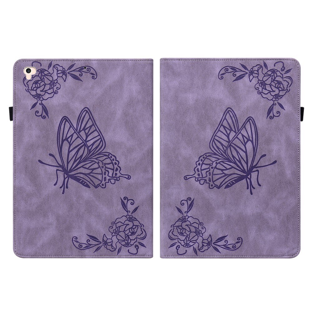 Étui en cuir avec papillons iPad 9.7 6th Gen (2018), violet