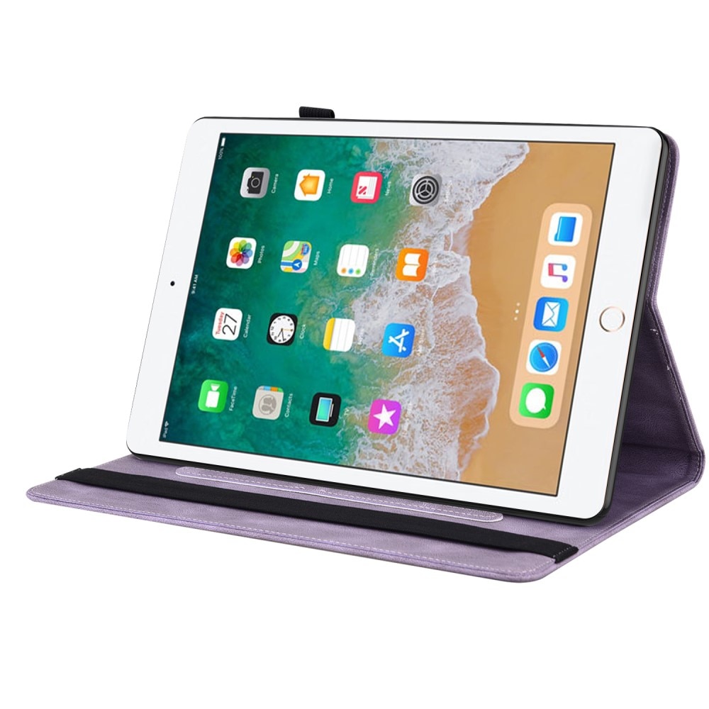 Étui en cuir avec papillons iPad 9.7 5th Gen (2017), violet