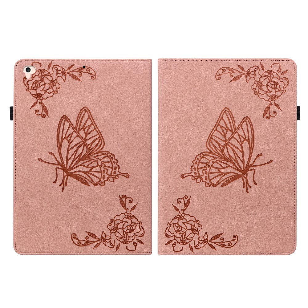 Étui en cuir avec papillons iPad 9.7 5th Gen (2017), rose