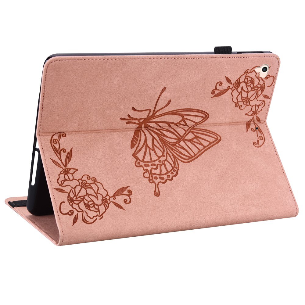 Étui en cuir avec papillons iPad 9.7 5th Gen (2017), rose