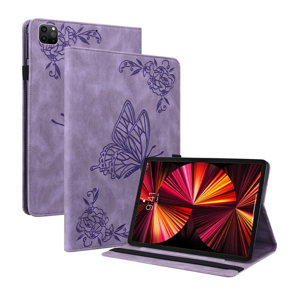 Étui en cuir avec papillons Apple iPad Pro 11 4th Gen (2022) Violet