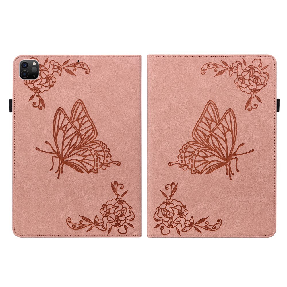 Étui en cuir avec papillons Apple iPad Pro 11 3rd Gen (2021) Rose