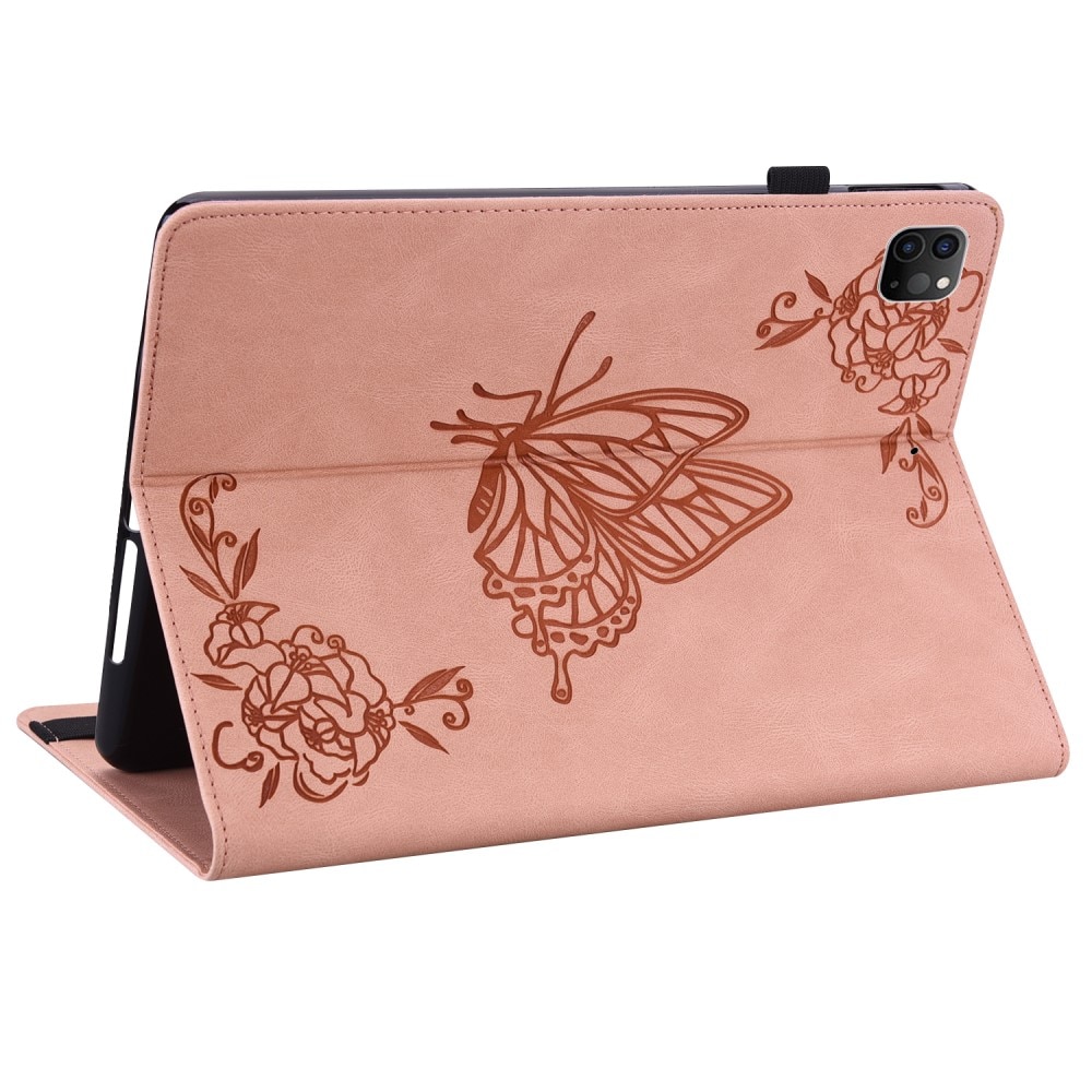 Étui en cuir avec papillons iPad Pro 11 4th Gen (2022) rose