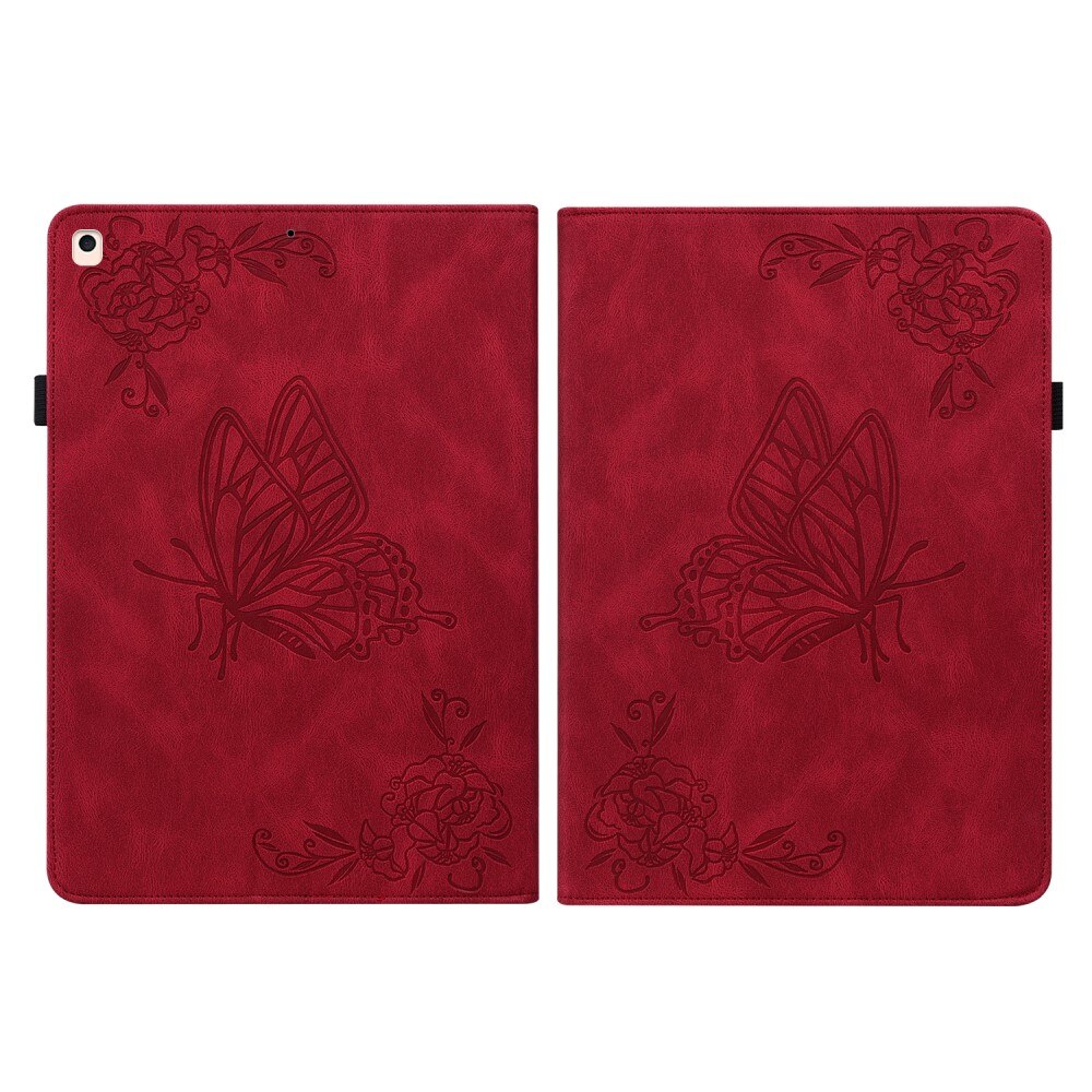 Étui en cuir avec papillons Apple iPad 10.2 8th Gen (2020) Rouge