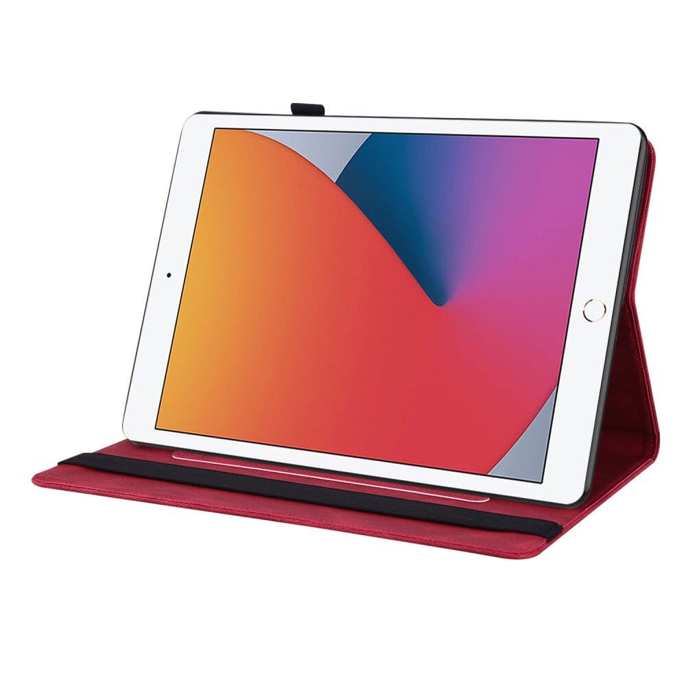 Étui en cuir avec papillons iPad 10.2 8th Gen (2020), rouge