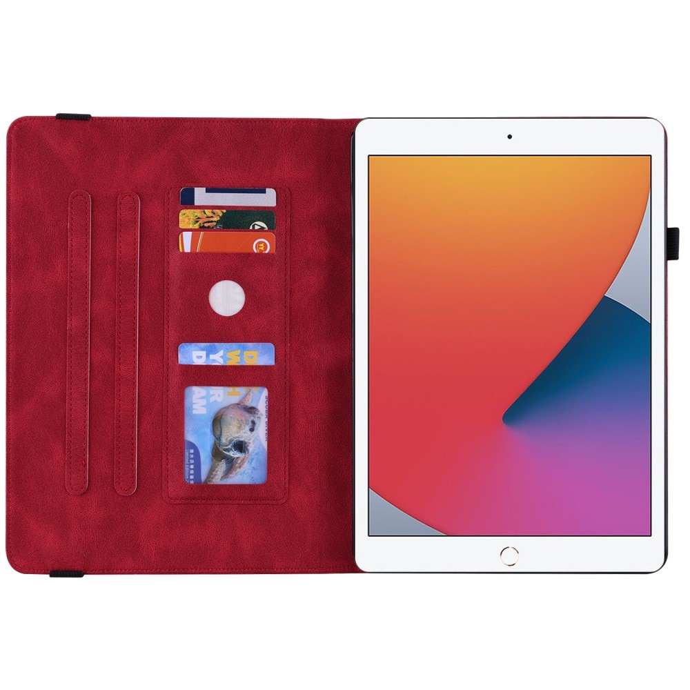 Étui en cuir avec papillons iPad 10.2 7th Gen (2019), rouge