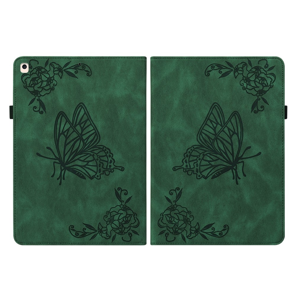Étui en cuir avec papillons iPad 10.2 7th Gen (2019), vert