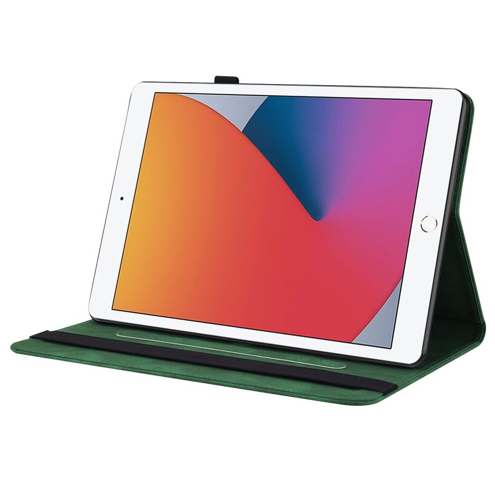 Étui en cuir avec papillons iPad 10.2 7th Gen (2019), vert