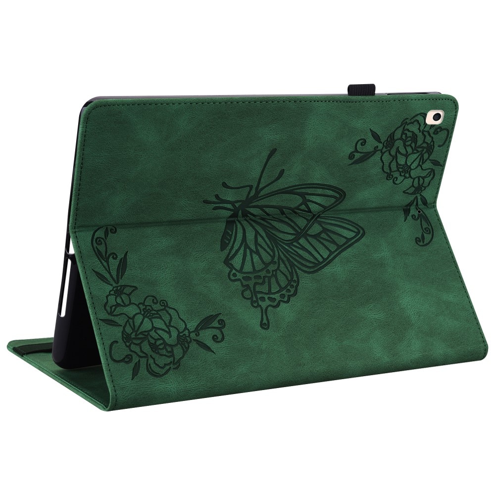 Étui en cuir avec papillons iPad 10.2 8th Gen (2020) vert