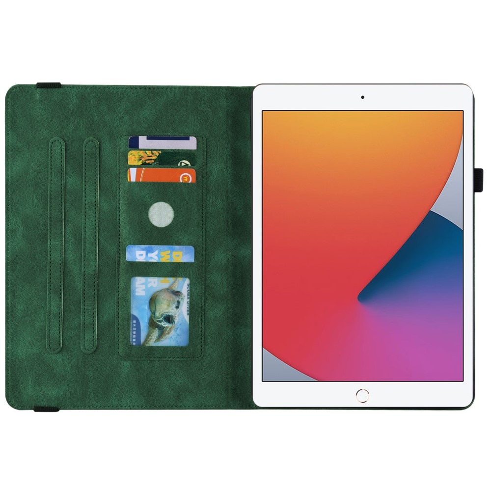 Étui en cuir avec papillons Apple iPad 10.2 8th Gen (2020) Vert