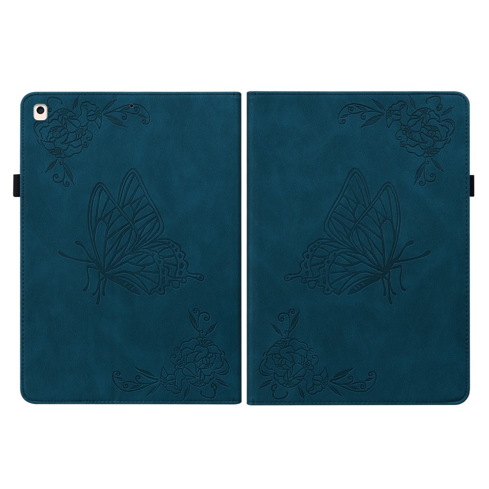 Étui en cuir avec papillons Apple iPad 10.2 9th Gen (2021) Bleu