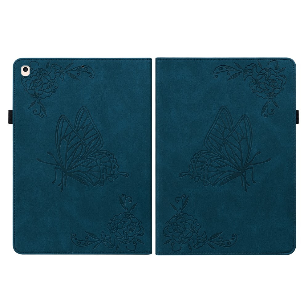 Étui en cuir avec papillons iPad 10.2 9th Gen (2021), bleu