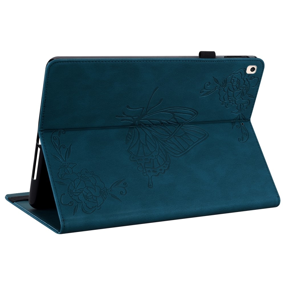 Étui en cuir avec papillons iPad 10.2 7th Gen (2019), bleu