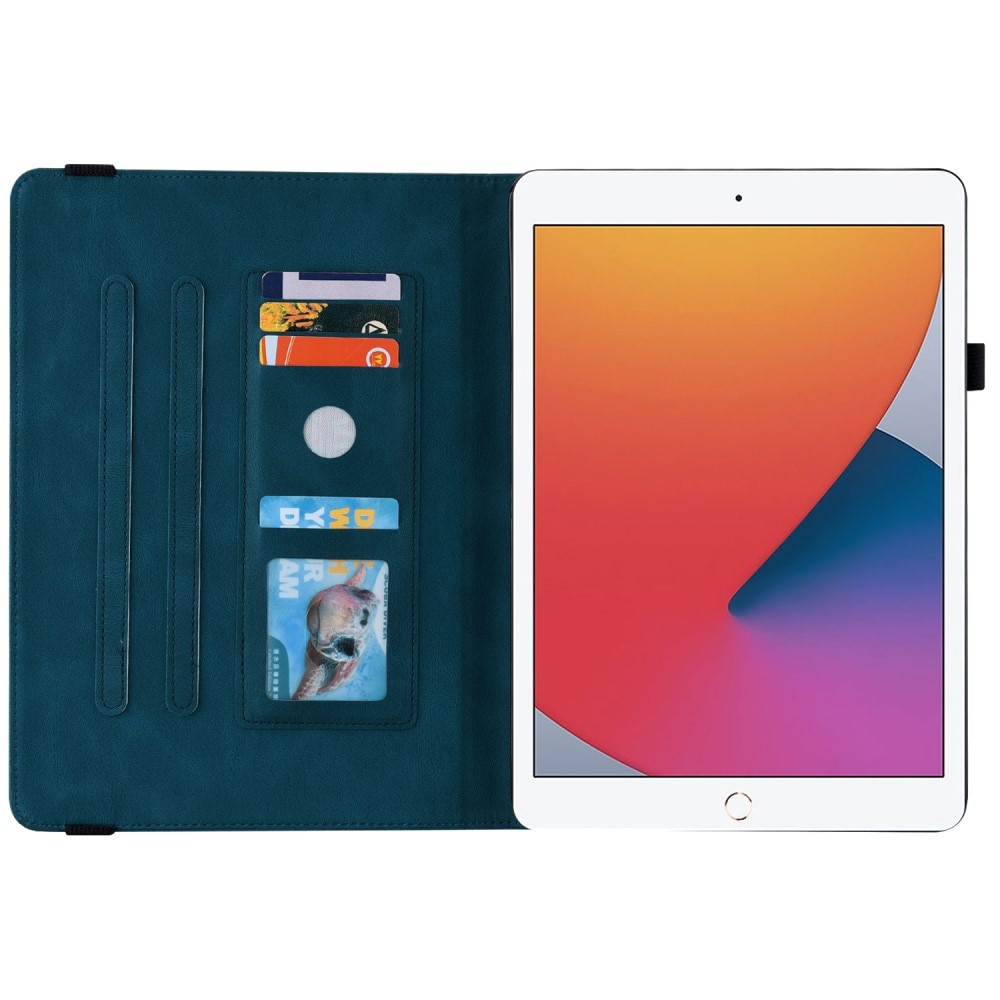 Étui en cuir avec papillons iPad 10.2 8th Gen (2020), bleu