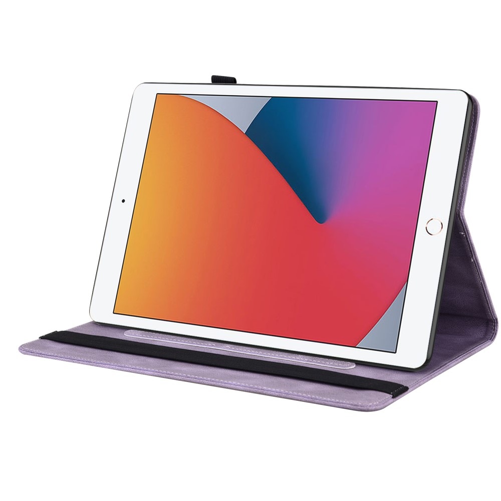 Étui en cuir avec papillons iPad 10.2 8th Gen (2020), violet