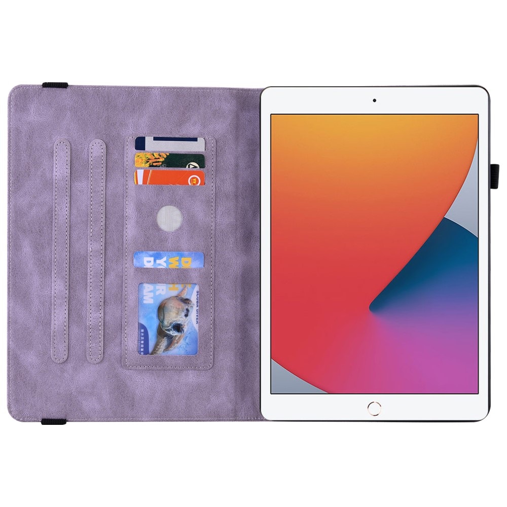 Étui en cuir avec papillons Apple iPad 10.2 8th Gen (2020) Violet