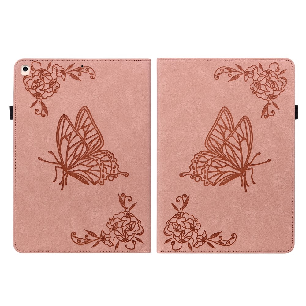Étui en cuir avec papillons iPad 10.2 7th Gen (2019), rose