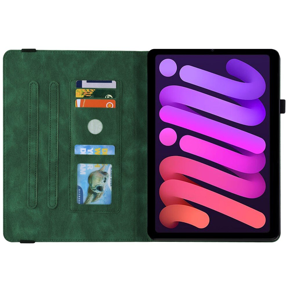 Étui en cuir avec papillons Apple iPad Mini 7th Gen (2024) Vert