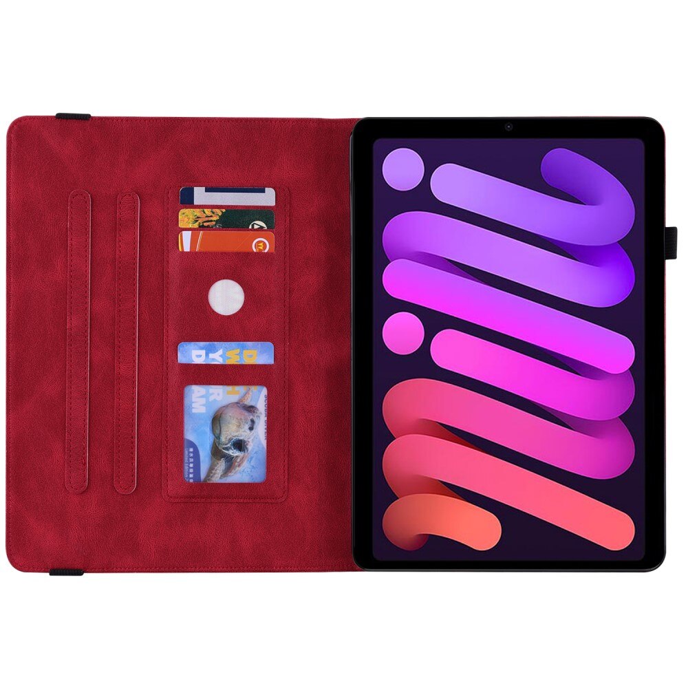 Étui en cuir avec papillons Apple iPad Mini 7th Gen (2024) Rouge