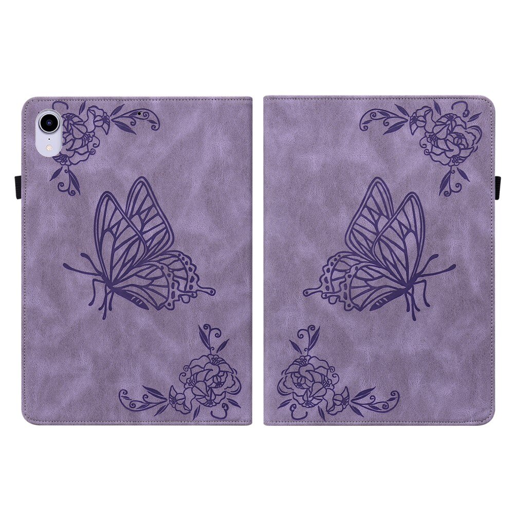 Étui en cuir avec papillons Apple iPad Mini 7th Gen (2024) Violet