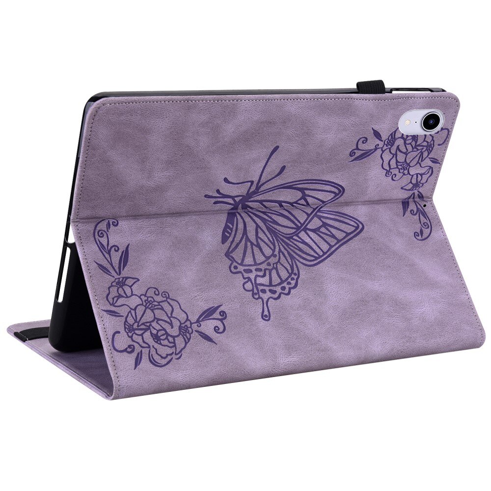 Étui en cuir avec papillons Apple iPad Mini 7th Gen (2024) Violet