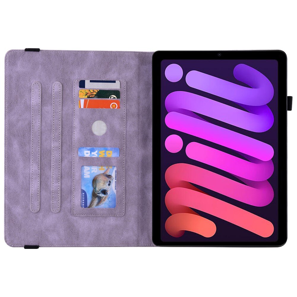 Étui en cuir avec papillons Apple iPad Mini 7th Gen (2024) Violet