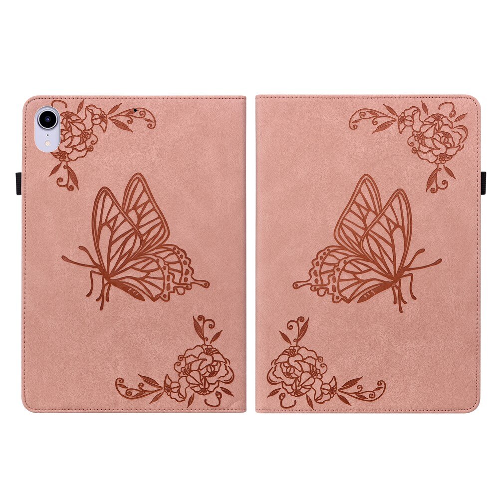 Étui en cuir avec papillons Apple iPad Mini 7th Gen (2024) Rose