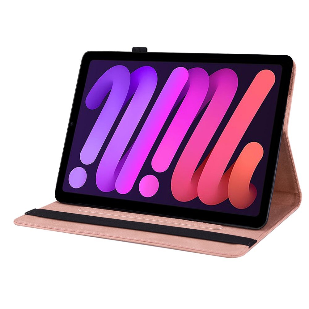 Étui en cuir avec papillons Apple iPad Mini 7th Gen (2024) Rose