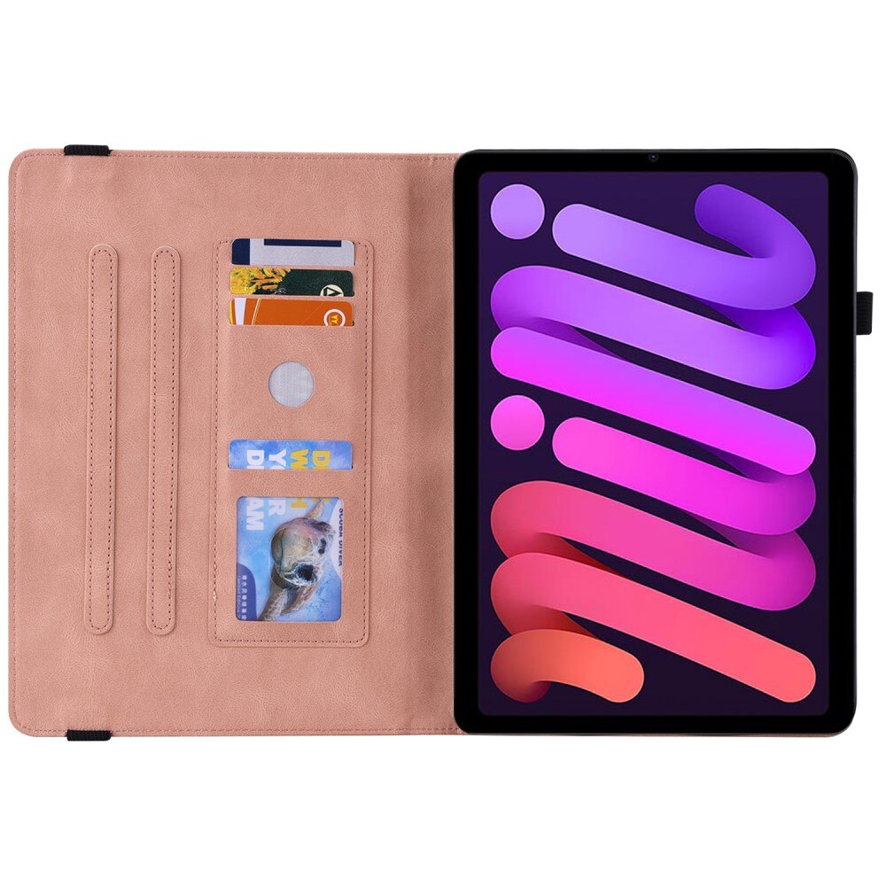 Étui en cuir avec papillons Apple iPad Mini 7th Gen (2024) Rose