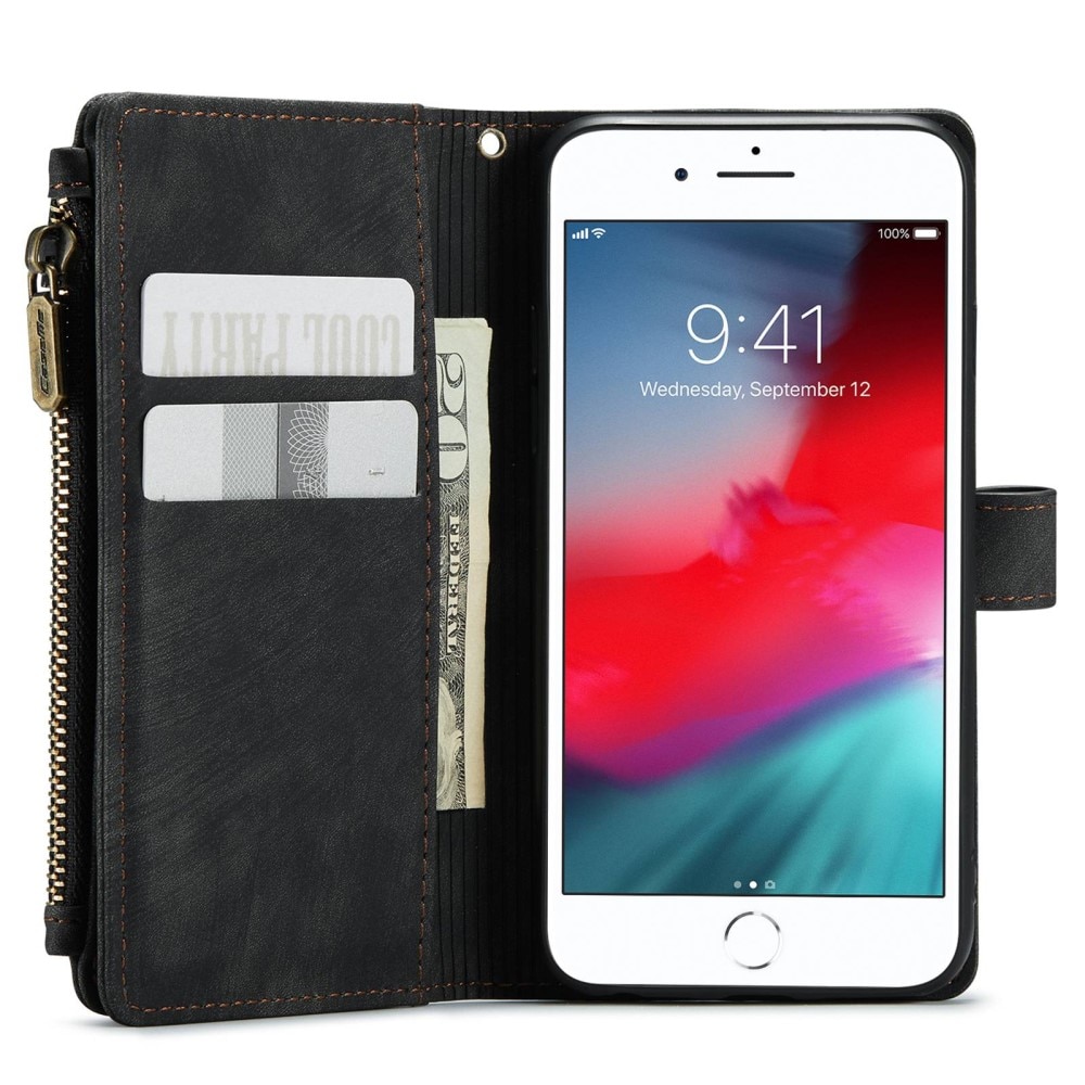 Étui portefeuille à glissière iPhone 7, noir