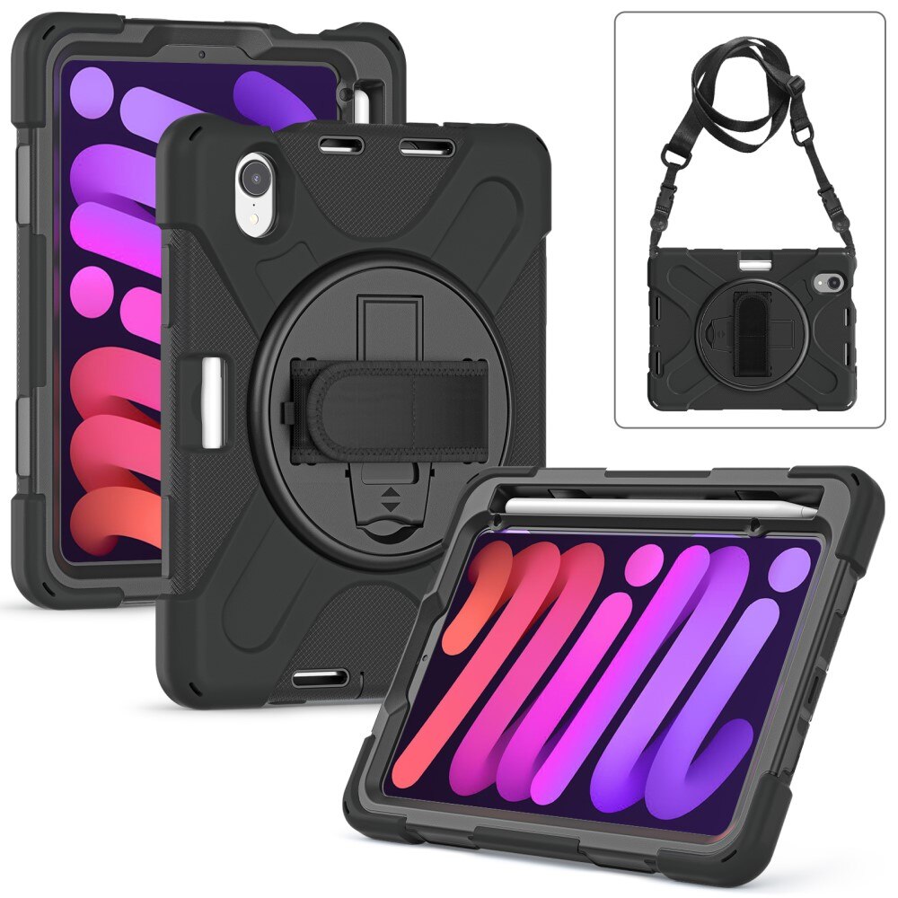 Coque hybride antichoc avec bandoulière Apple iPad Mini 7th Gen (2024), noir