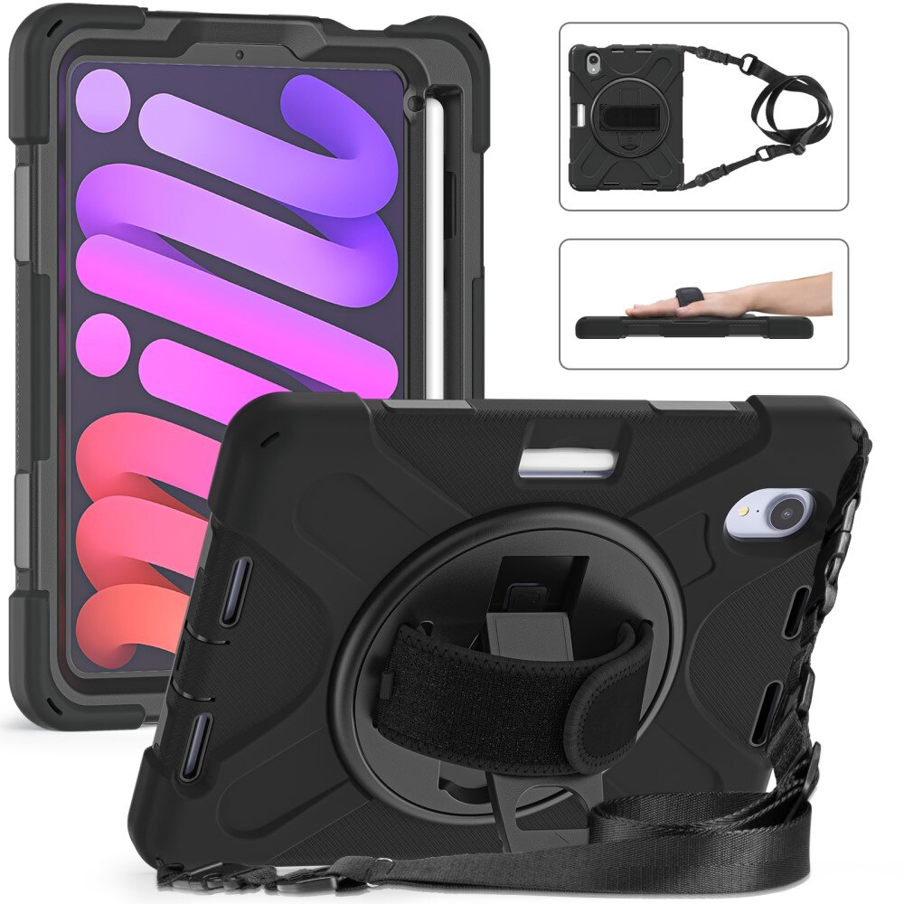 Coque hybride antichoc avec bandoulière Apple iPad Mini 7th Gen (2024), noir