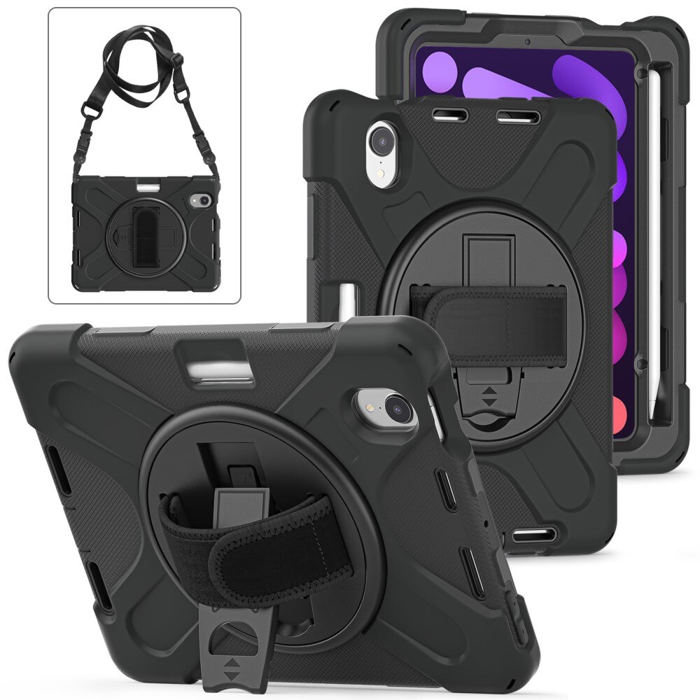 Coque hybride antichoc avec bandoulière Apple iPad Mini 7th Gen (2024), noir
