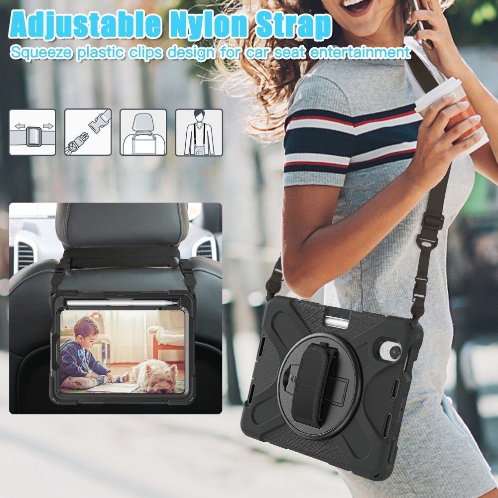 Coque hybride antichoc avec bandoulière Apple iPad Mini 7th Gen (2024), noir