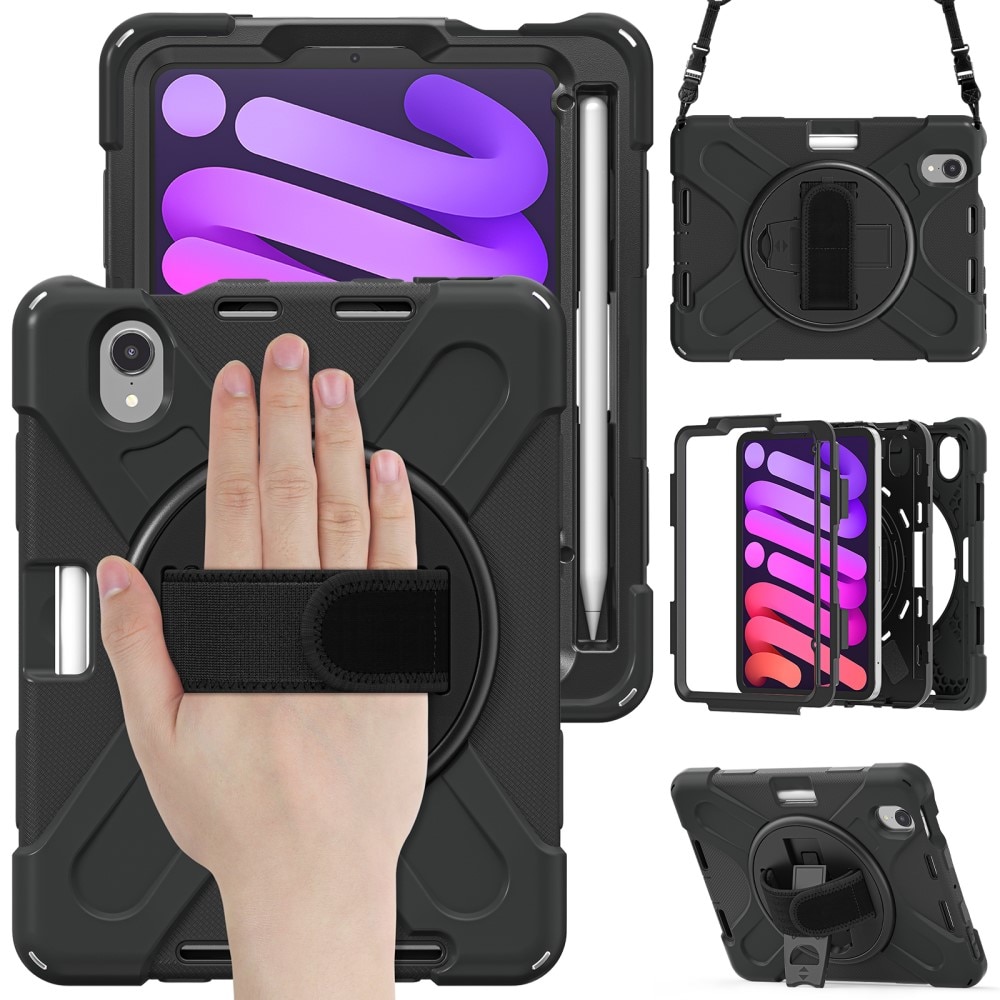 Coque hybride antichoc avec bandoulière Apple iPad Mini 7th Gen (2024), noir