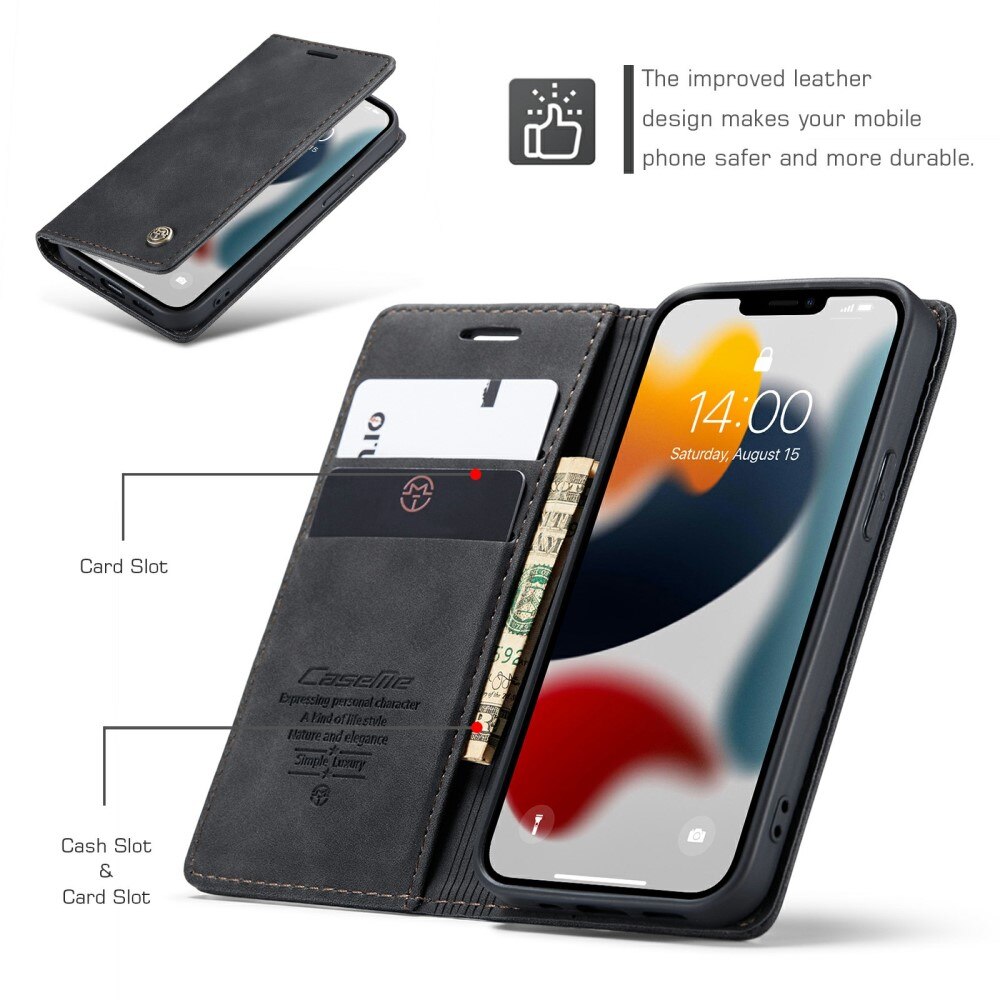 Étui portefeuille mince iPhone 13, Noir