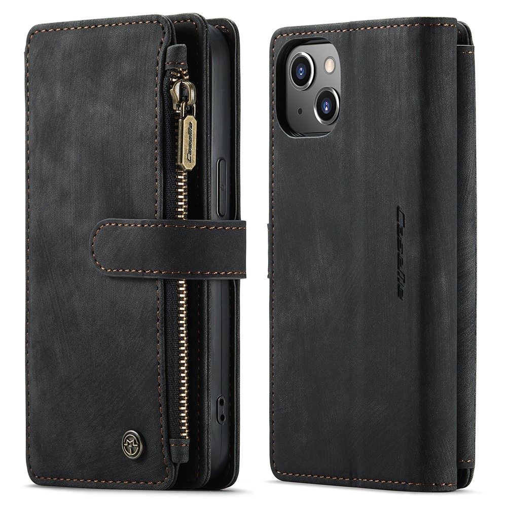 Étui portefeuille à glissière iPhone 13, Noir