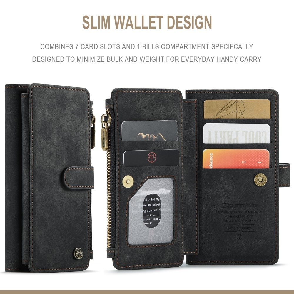 Étui portefeuille à glissière iPhone 13 Noir