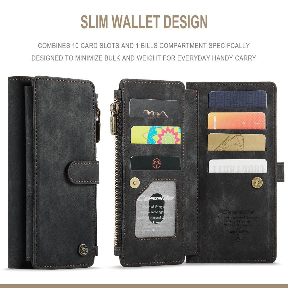 Étui portefeuille à glissière iPhone 13 Pro Max, Noir