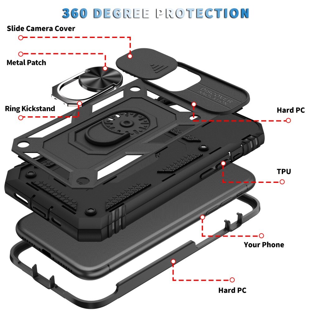 Coque Hybride Ring avec Protège Caméra iPhone 11 Pro Max, Noir