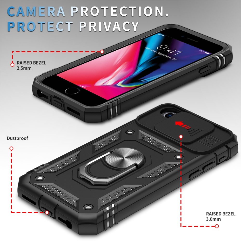 Coque Hybride Ring avec Protège Caméra iPhone 7/8/SE, noir