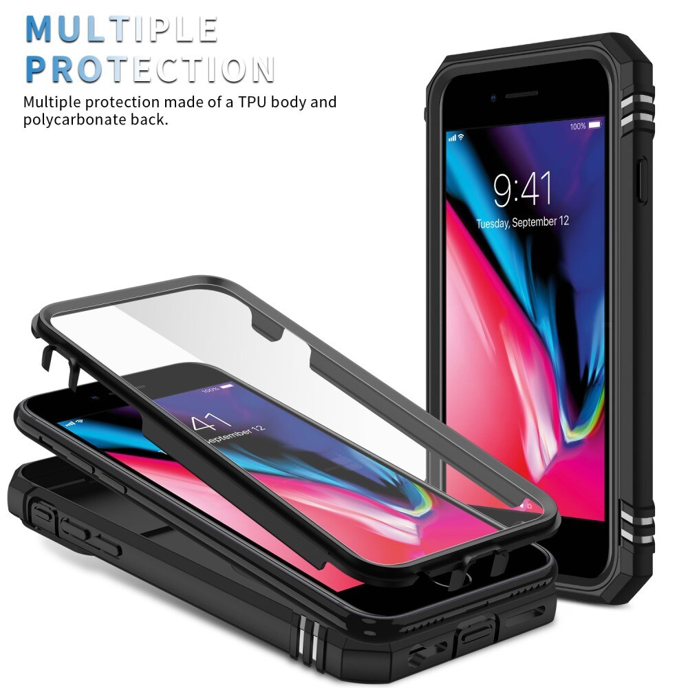 Coque Hybride Ring avec Protège Caméra Apple iPhone SE 2020/iPhone SE 2022/iPhone 8/iPhone 7, Noir