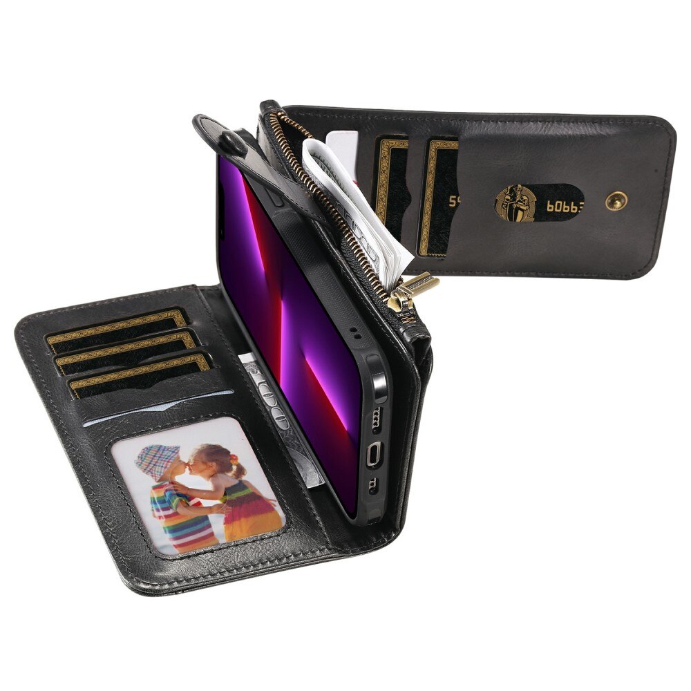 Magnet Leather Multi Wallet iPhone 13 Pro, noir