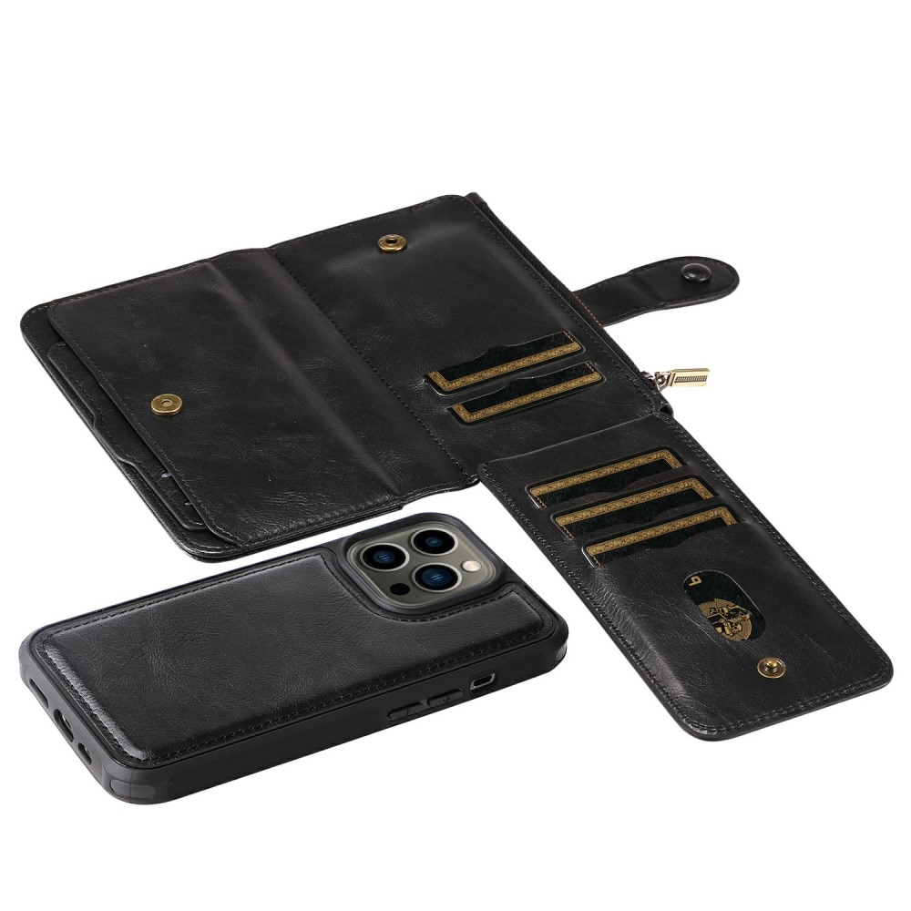 Magnet Leather Multi Wallet iPhone 13 Pro, noir