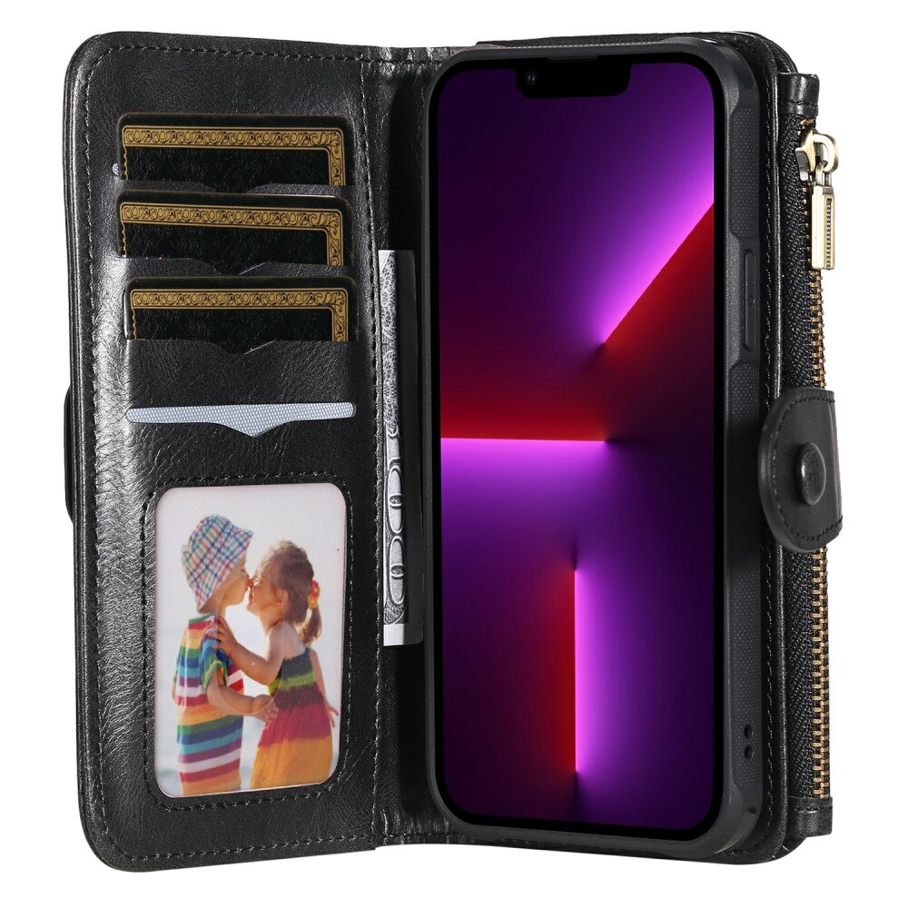 Magnet Leather Multi Wallet iPhone 13 Pro, noir