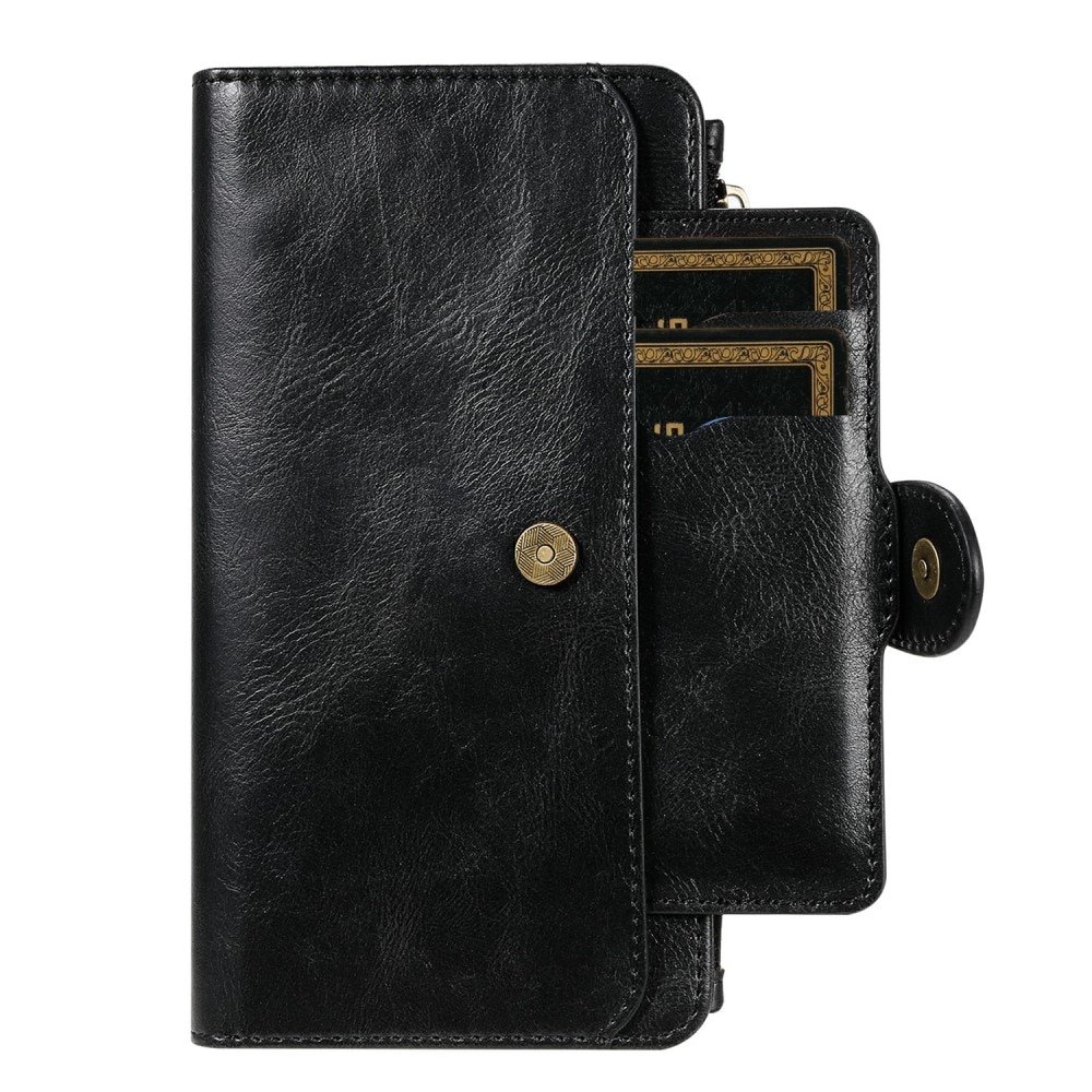 Magnet Leather Multi Wallet iPhone 13, noir