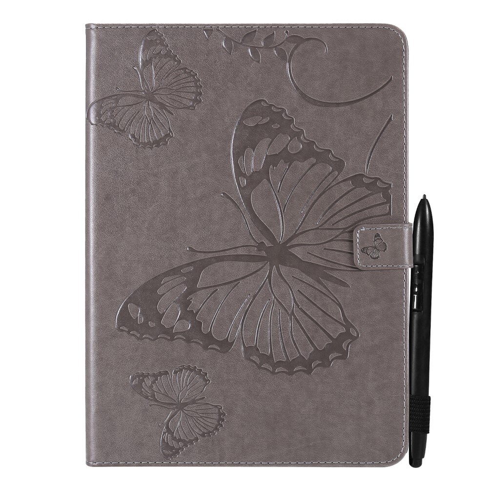 Étui en cuir avec papillons Apple iPad Mini 7th Gen (2024) Gris