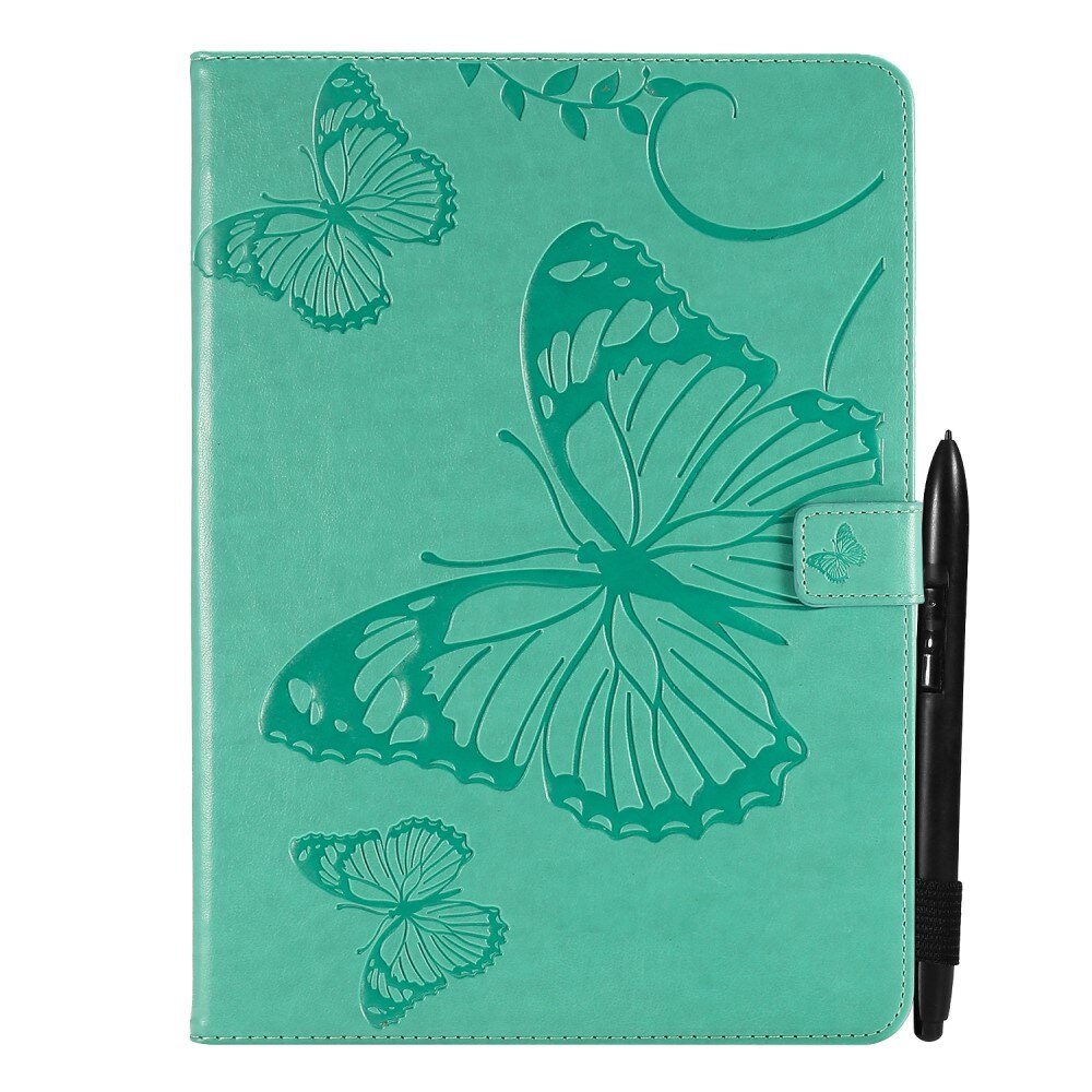 Étui en cuir avec papillons   Vert