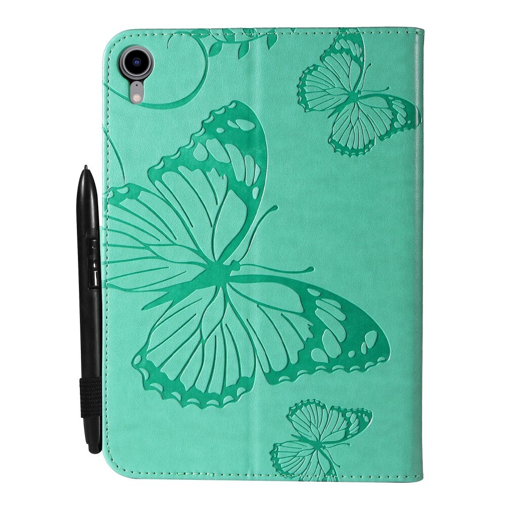 Étui en cuir avec papillons   Vert